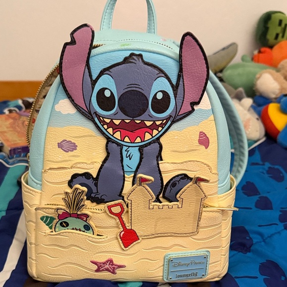 Disney Kids Backpack with Stitch and Sandcastle - Blue and Cream